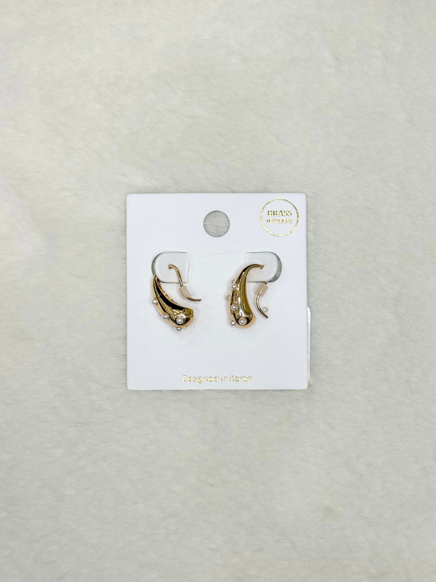 Stella Gold Pearl Huggie Hoops Earrings