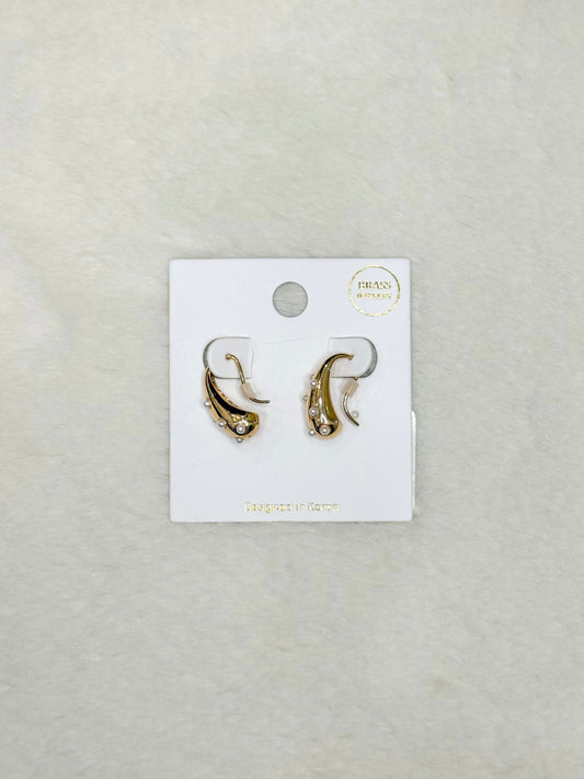 Stella Gold Pearl Huggie Hoops Earrings