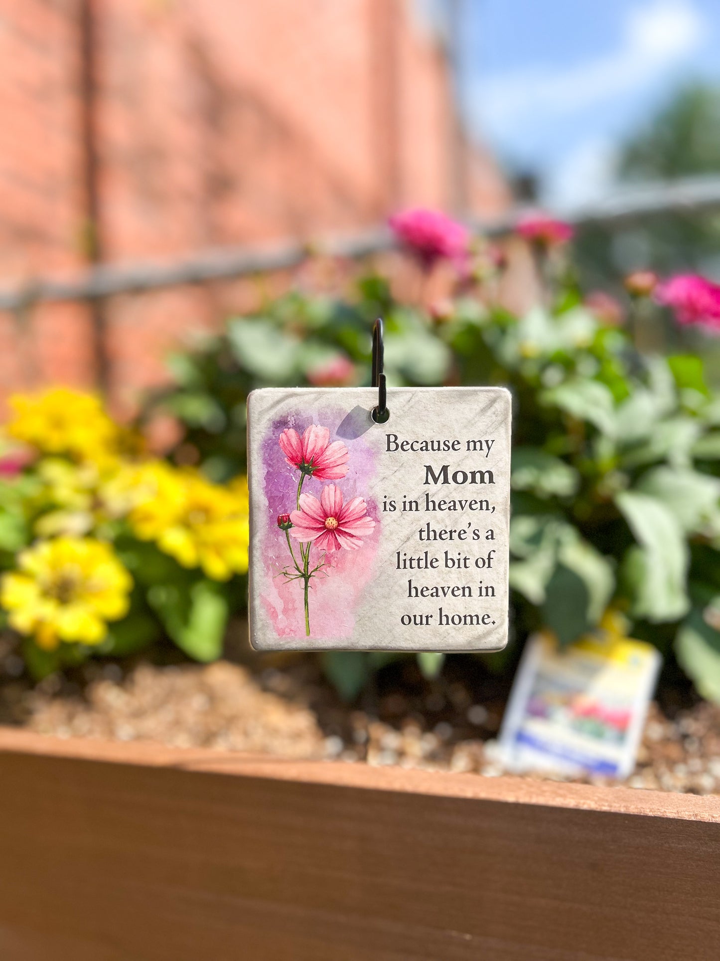 Memorial Plaque Stake- Because My Mom is in Heaven