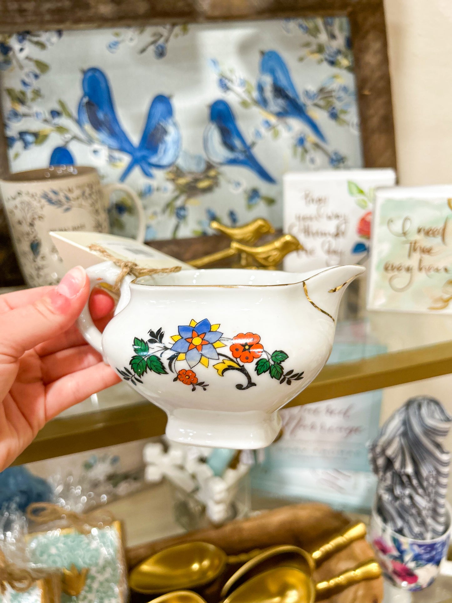 Kalocsa Porcelain Creamer Floral Creamer Dish