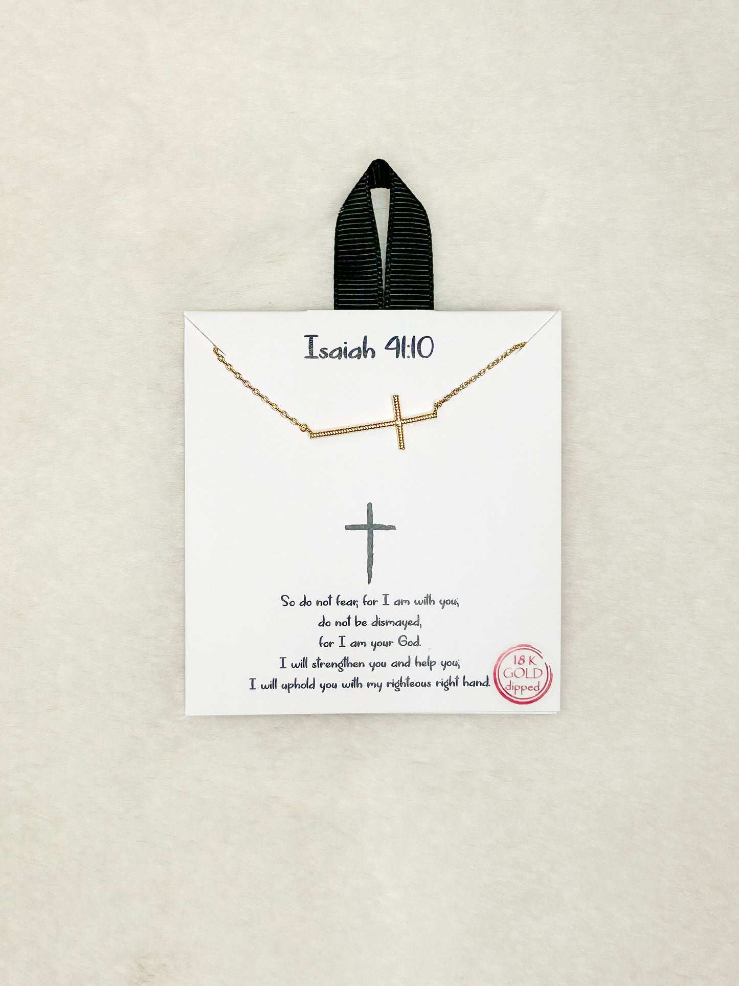 Isaiah 41:10 Gold Cross Necklace