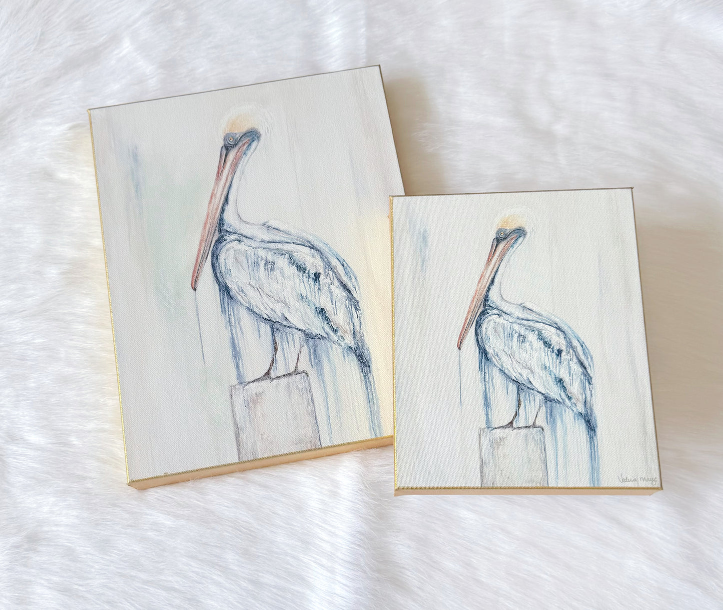 8x10 "Misty Bue Pelican" Matted Fine Art Reproduction