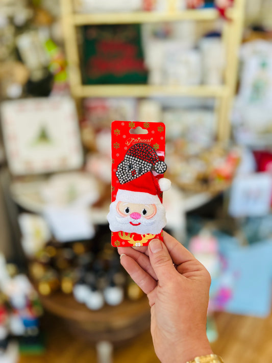 Plush Santa Hair Clip Set