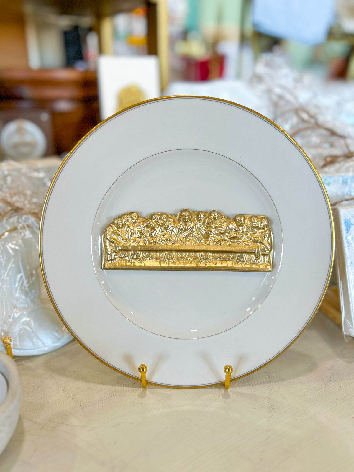 Gold Gather in His Name- Last Supper Ivory Plate