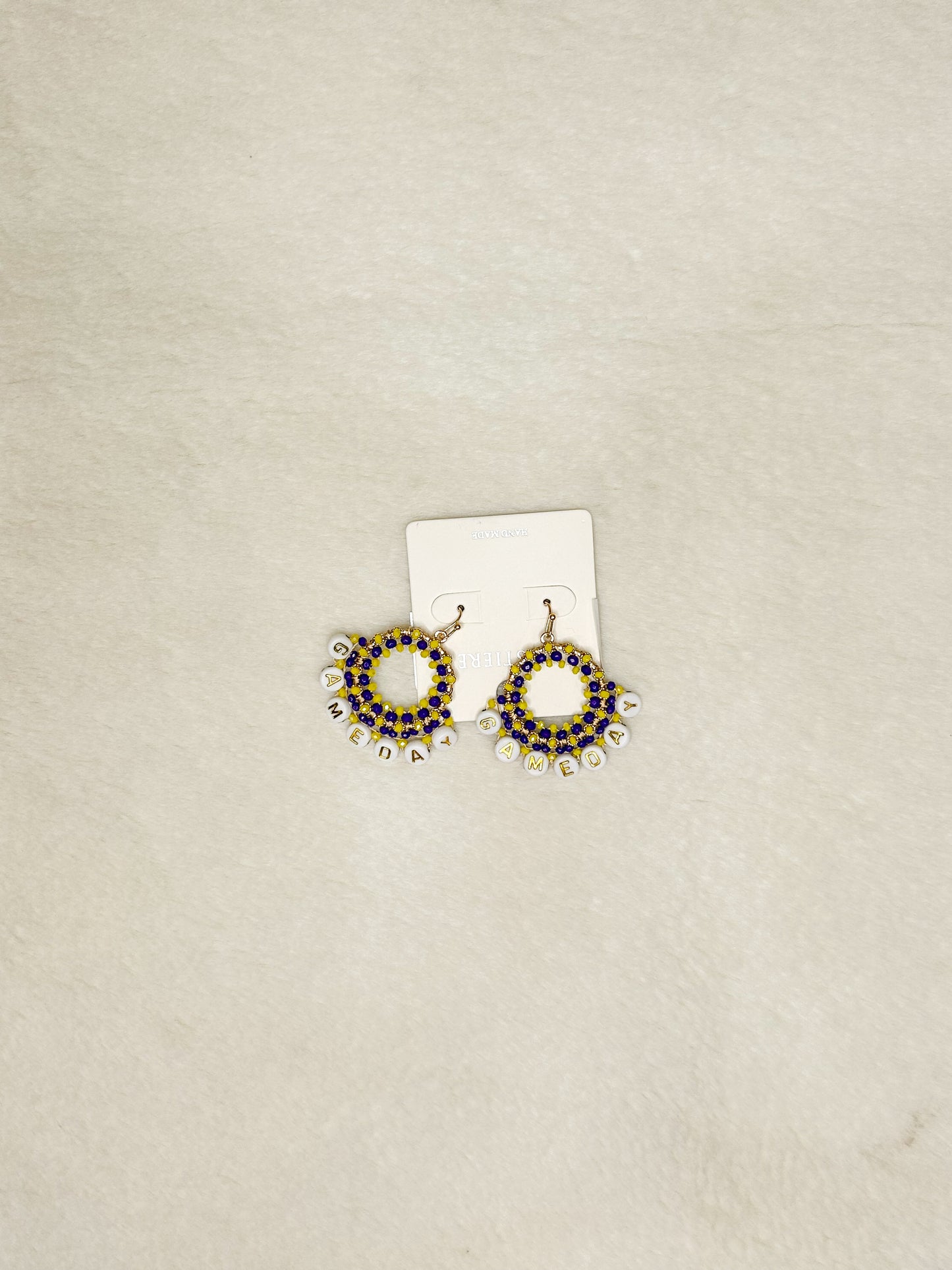 Gameday Letter Earrings Purple & Gold Dangle