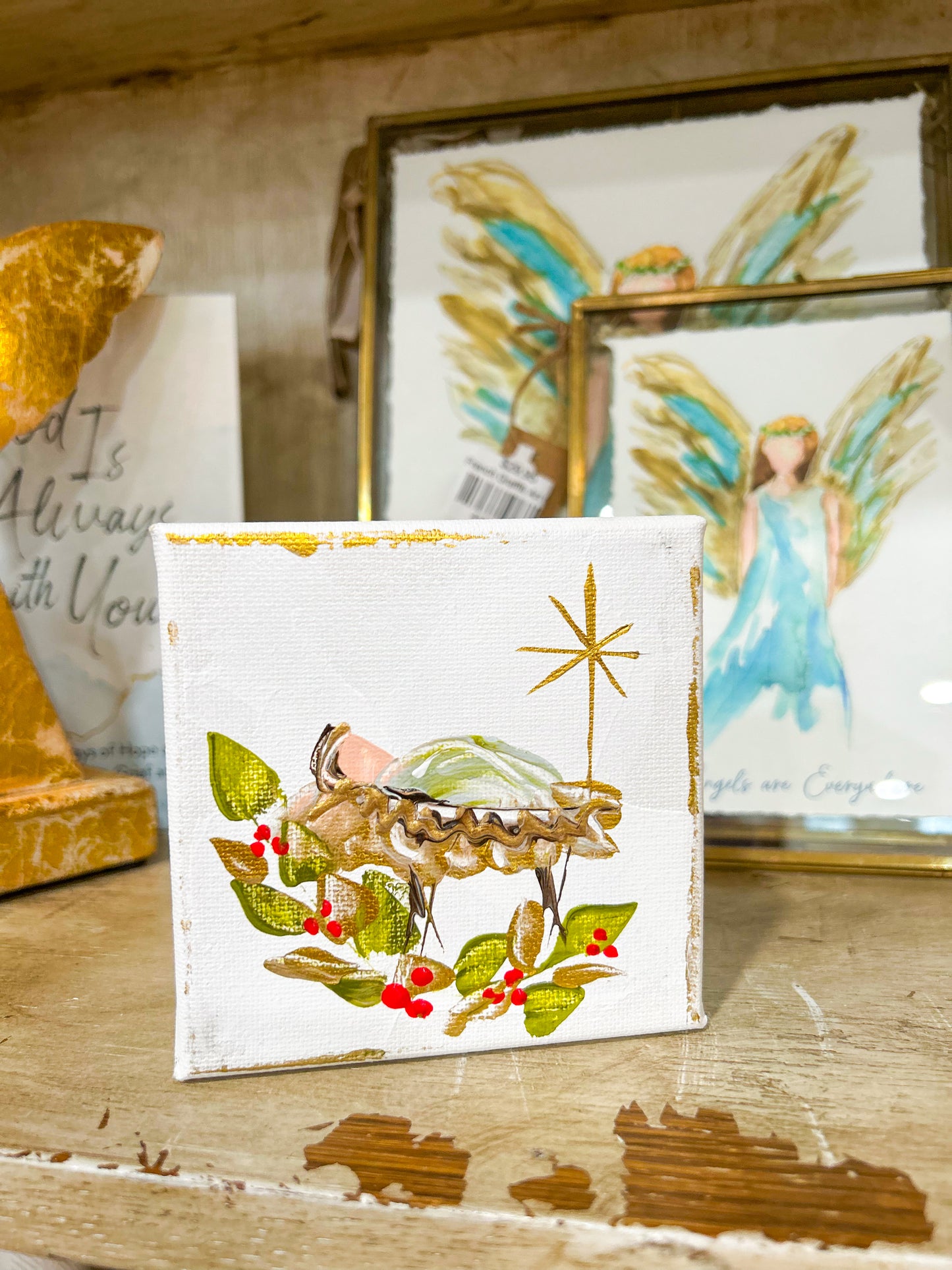 Gospel News 4X4 Baby Jesus in Manger Canvas Art