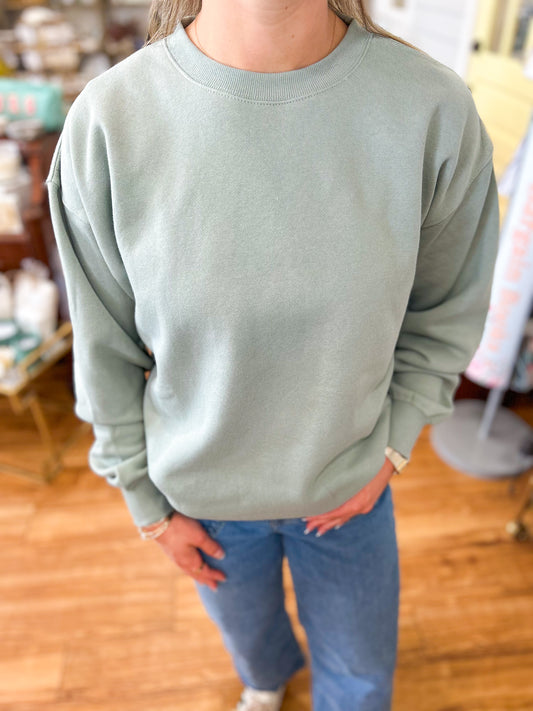 Basil Green- Reflex Oversized Crewneck Sweatshirt - T080