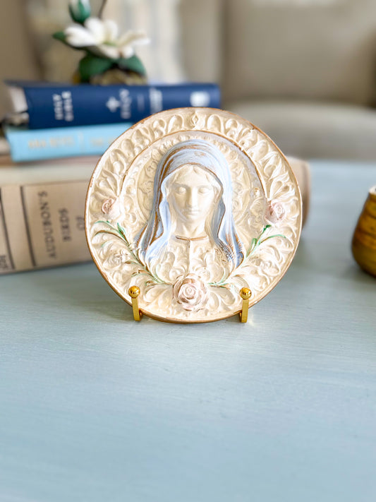 Pink Blooming Grace Mary Plaque