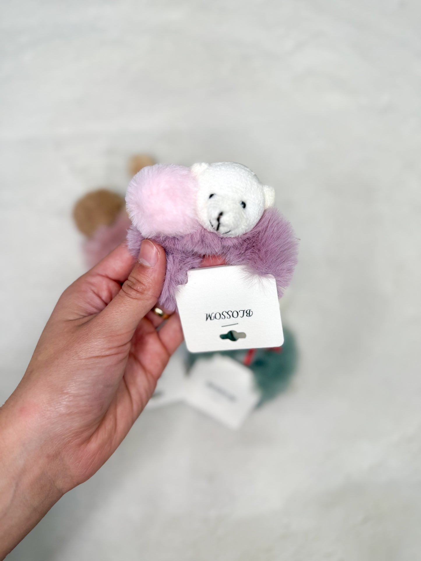 Fuzzy Friends Hair Scrunchy- Purple Bear