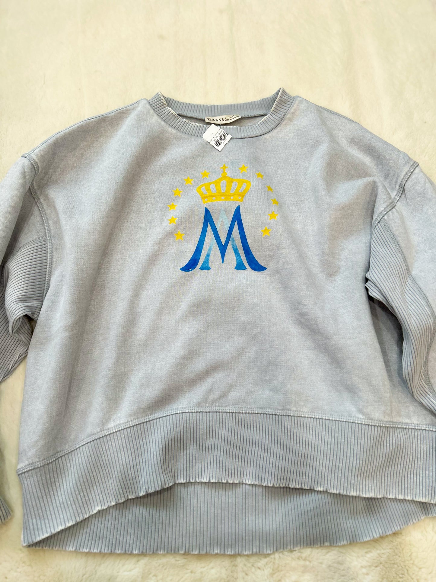 Sample- Light Grey Sweatshirt with Marian Symbol