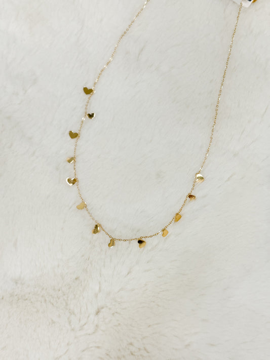 Hearts of Love Gold Dainty Chain Necklace