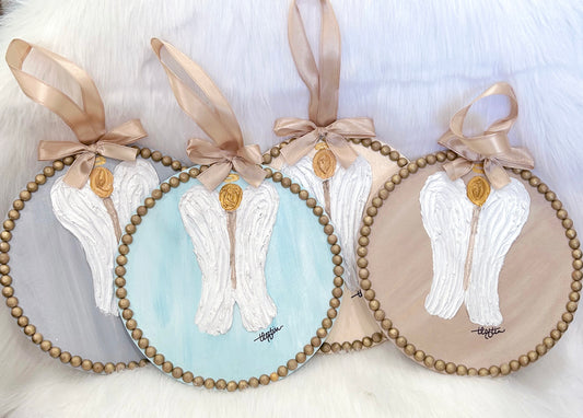 Round Beaded Angel Wall Decor