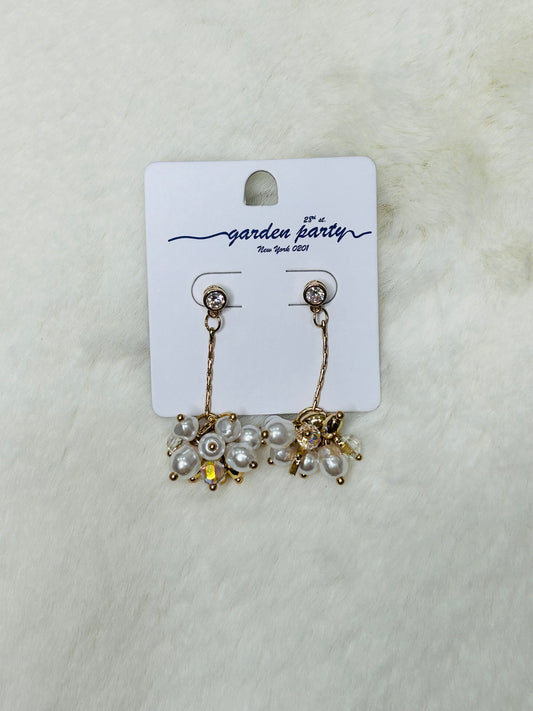 Francesca Pearls & Diamonds Dangle Earrings Gold