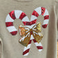 Candy Cane Short Sleeve Sweater- Heather Tan