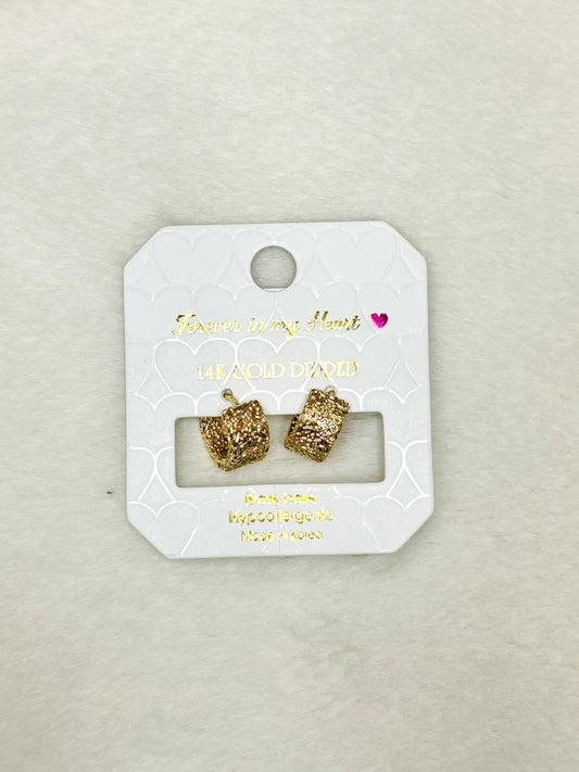 Forever in my Heart Textured Gold Huggie Hoops