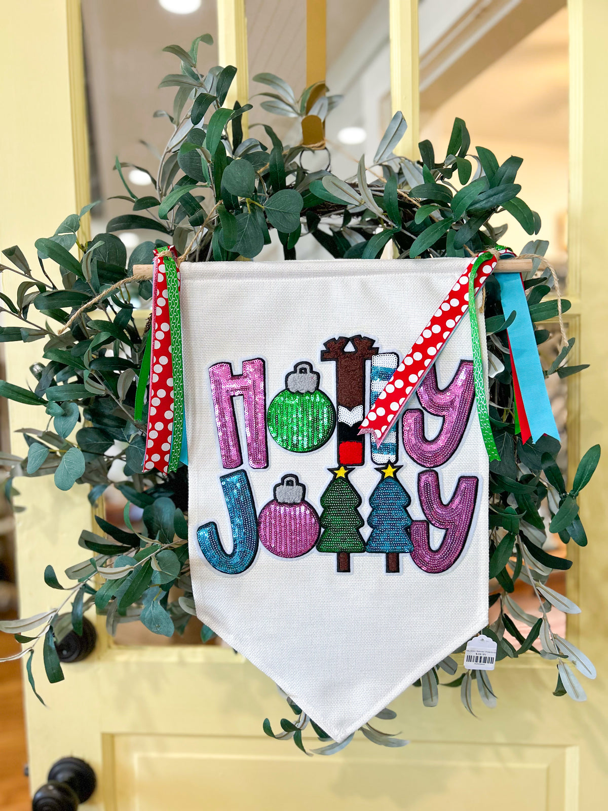 Holly Jolly Door Banner Pink/Green/Blue