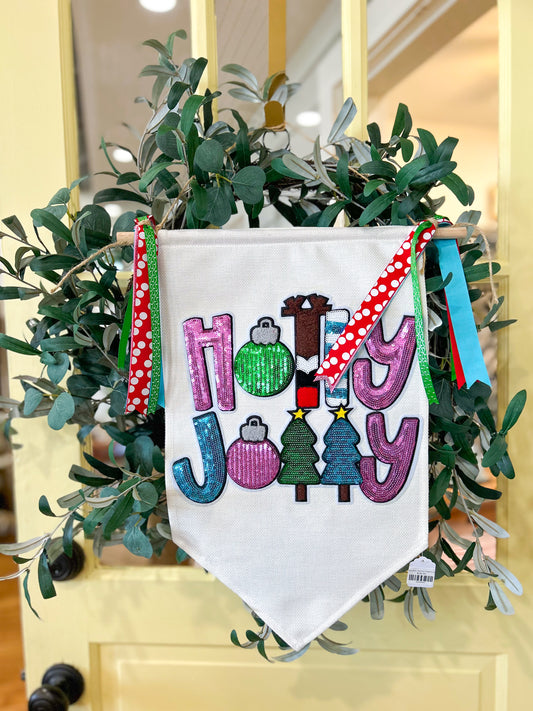 Holly Jolly Door Banner Pink/Green/Blue