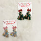 Wrapped in Tinsel Sparkle Bow Christmas Tree Earrings