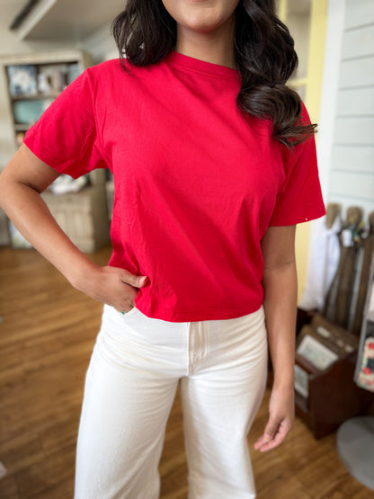 CT-3317Y Cotton Crew Neck Short Sleeve Cropped T-shirt
