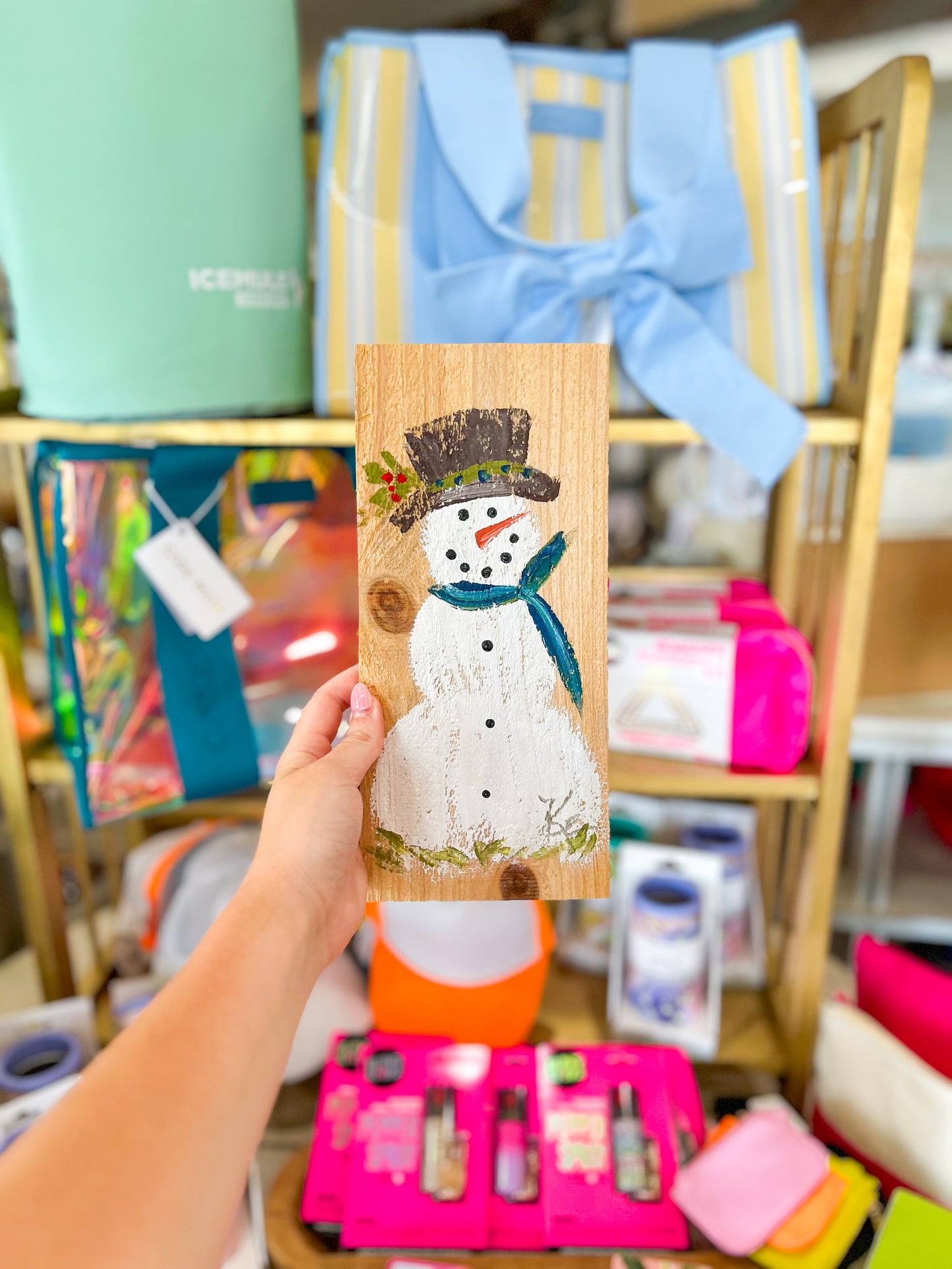 5.5x11.5 Snowman Wooden Painting