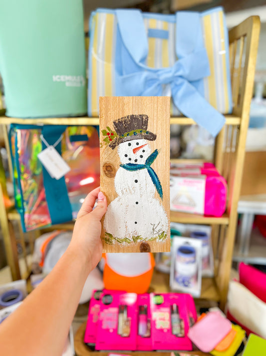 5.5x11.5 Snowman Wooden Painting