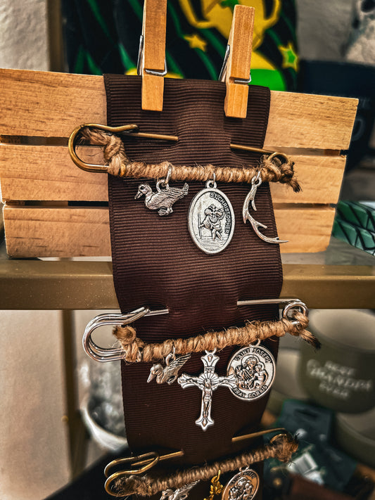 Open Book Men's Religious Pin with St Christopher