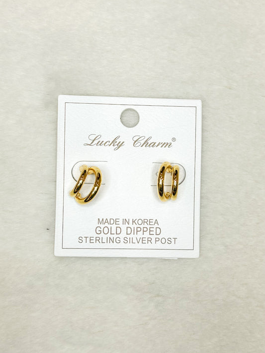 Lucky Charm Double Gold Hoops
