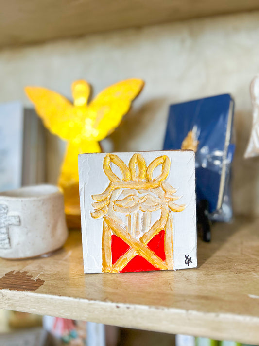 Mini Nutcracker Wood Block-Red