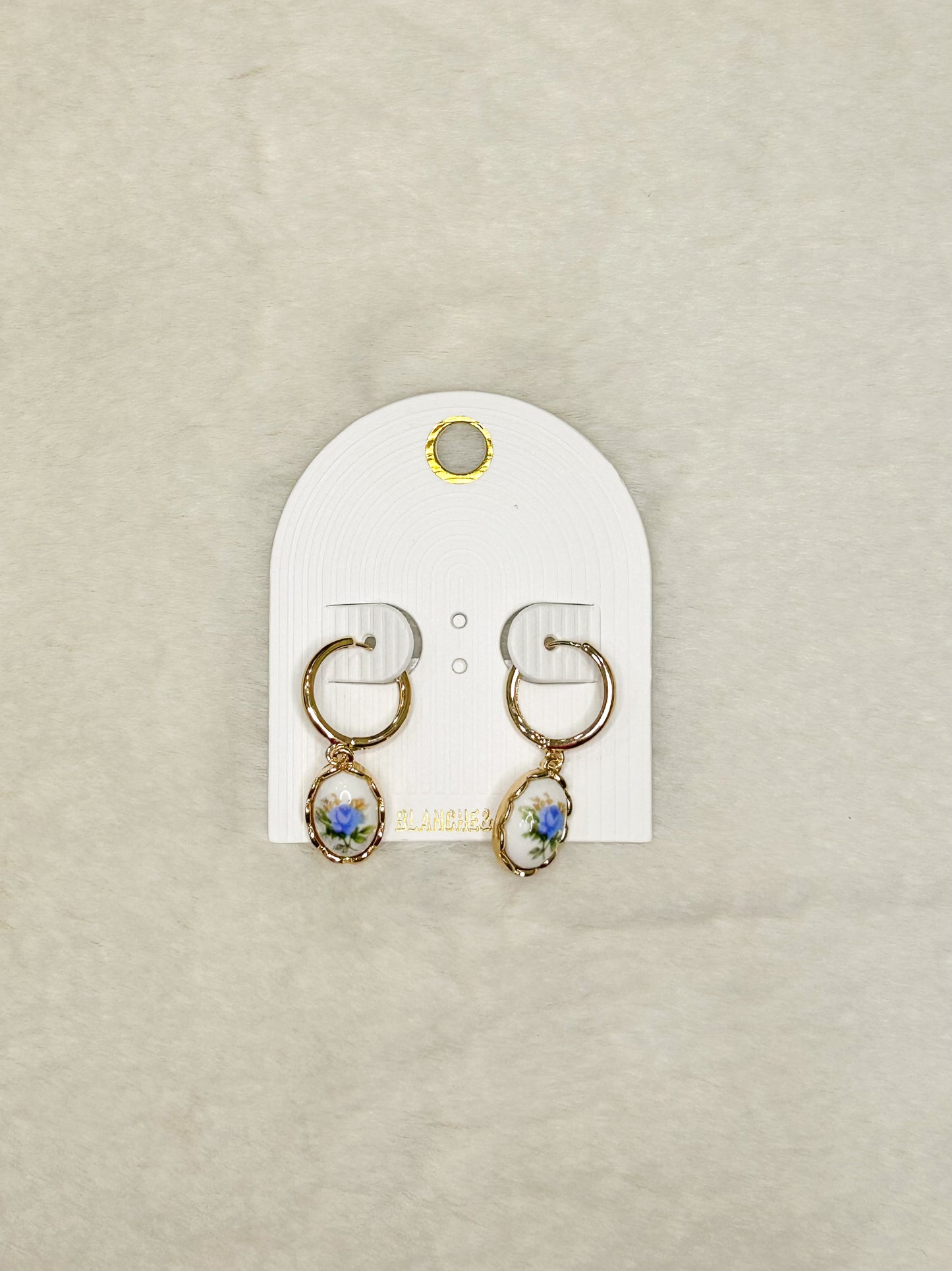 Unique Blue Rose Floral Pendant Earrings