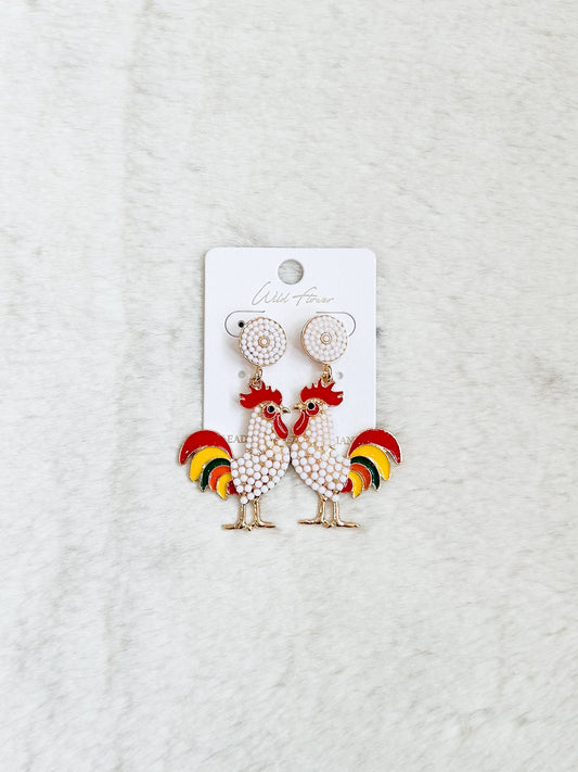 Country Courir Chickens Earrings