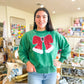 Red and White Bow Green Sweatshirt