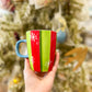 Red and Green Stripes Snowflake Mug