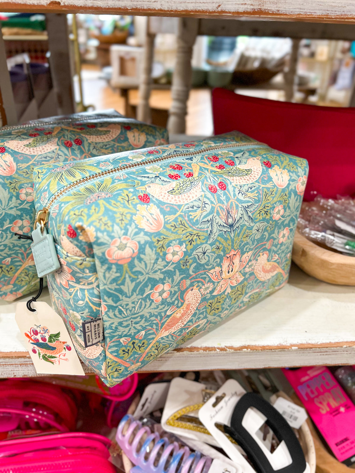 Boho Chic Cosmetic Bag Teal/Coral Pattern