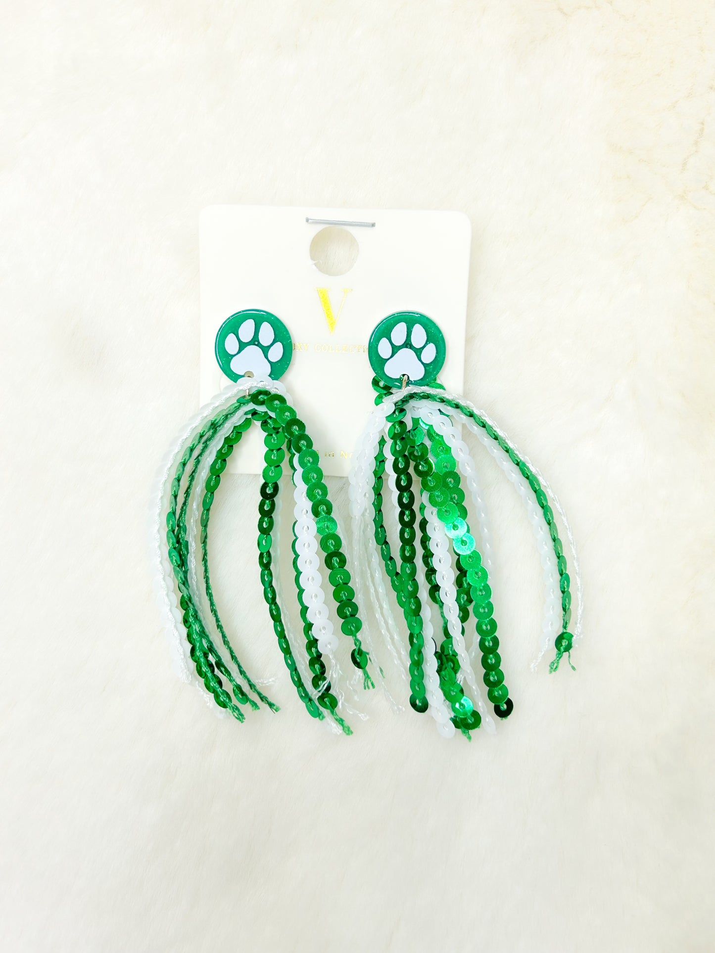 Sequin Fringe Game Day Earrings