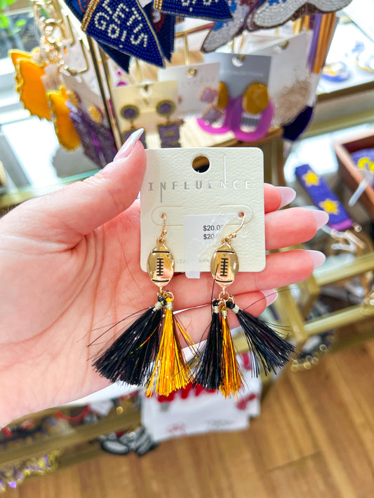 Black and Gold Football Spirit Earrings
