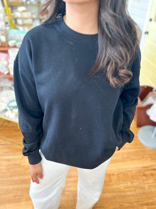 Black- Reflex Oversized Crewneck Sweatshirt - T080