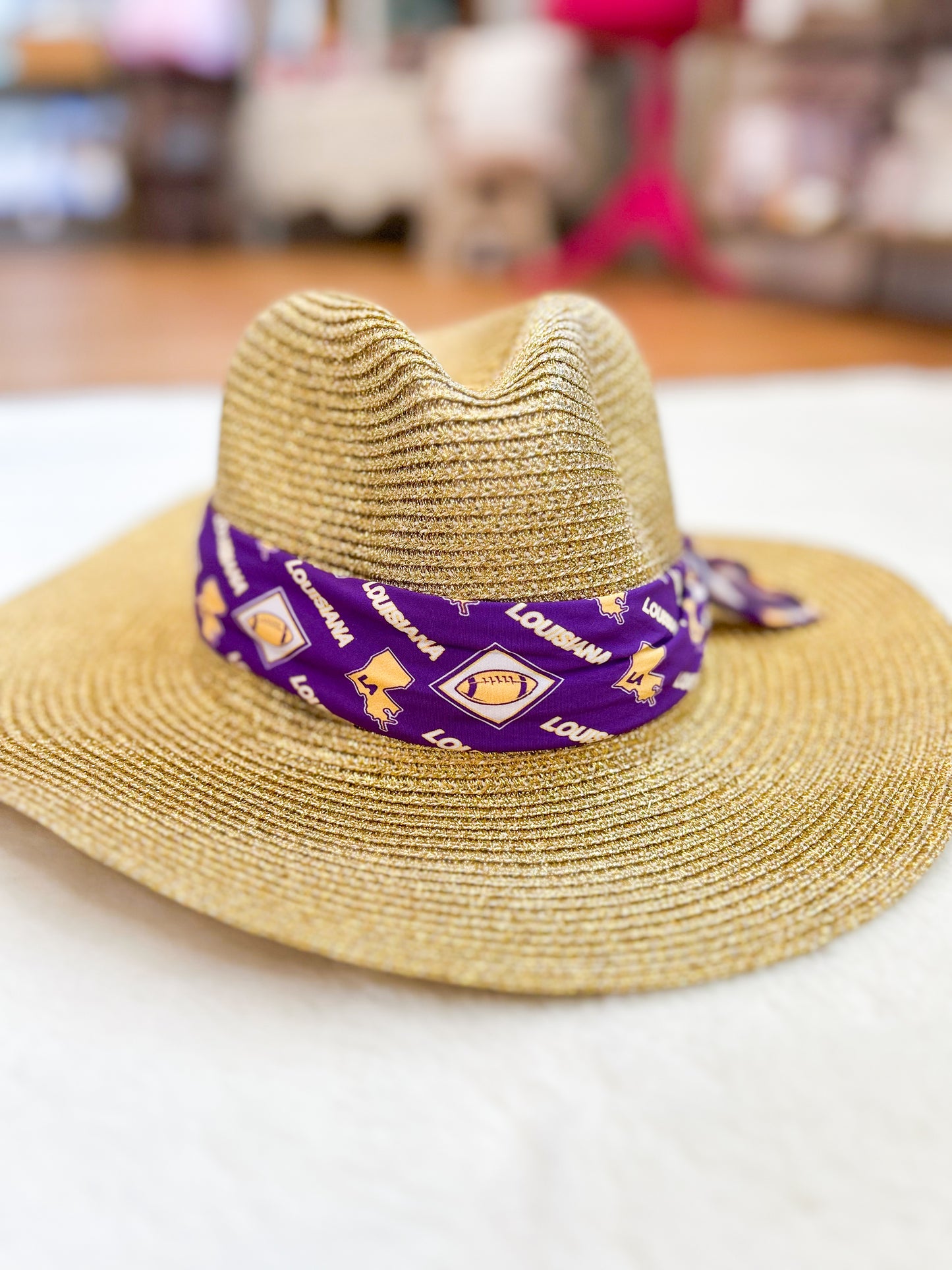 Gold LSU Fedora Hat