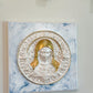 Blooming Grace Mary on 8x8 Sky Blue Canvas