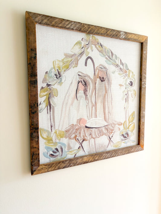 GA Nativity with Greenery 24x24 Art