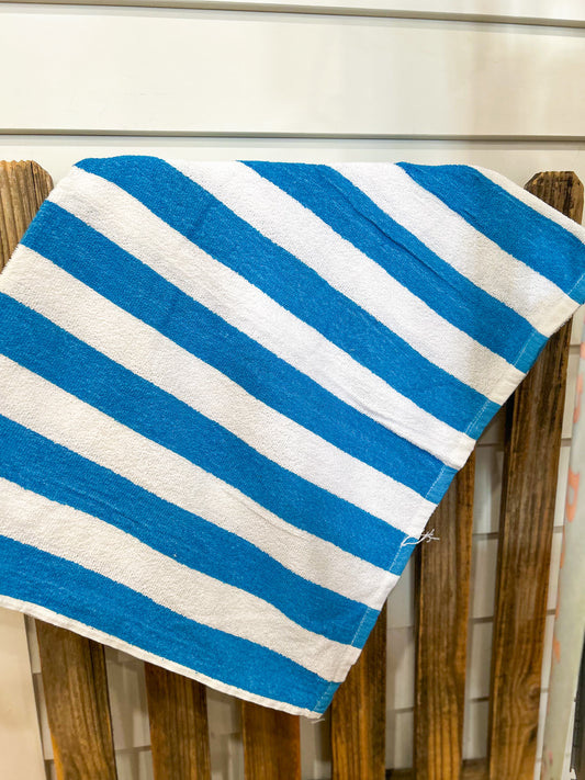 Striped Beach Towel- Aqua Blue