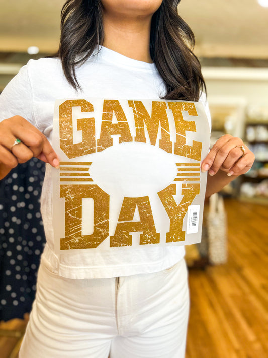 Transfer- (Open Center) Brown Distressed Game Day Design