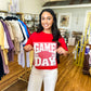 Transfer- (Open Center) White Distressed Game Day Design