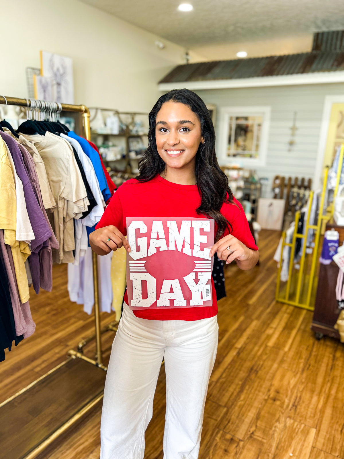 Transfer- (Open Center) White Distressed Game Day Design