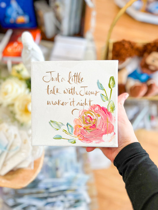 6x6 Just a Little Talk Pink Corner Flower