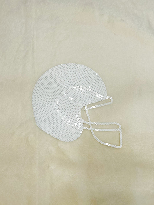 Patch- White Sequin Football Helmet