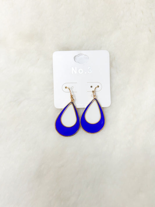 Royal/White Teardrop Earrings