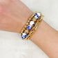 Blue & White Floral Beads Gold Stack Bracelets