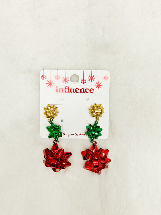 Sleigh Rides & Presents Bow Earrings
