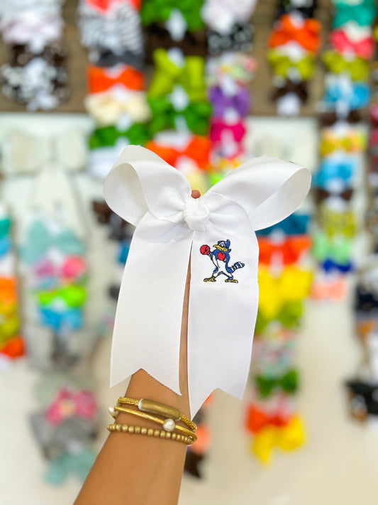 Blue Jay Embroidered Bow Maria Style Hanging Bow
