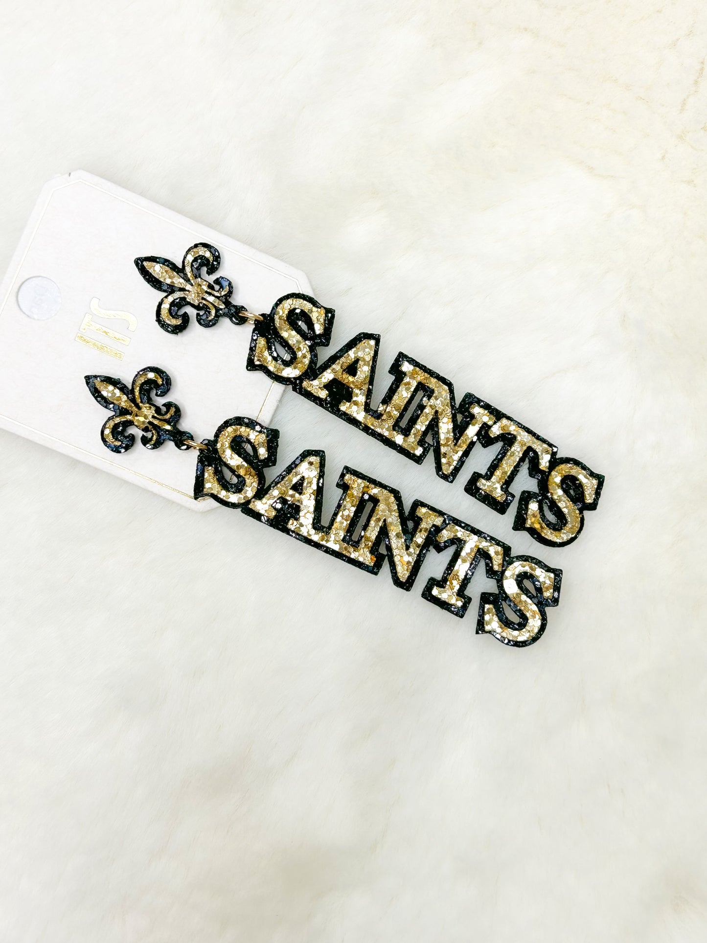 Saints Glitter Dangle Earrings